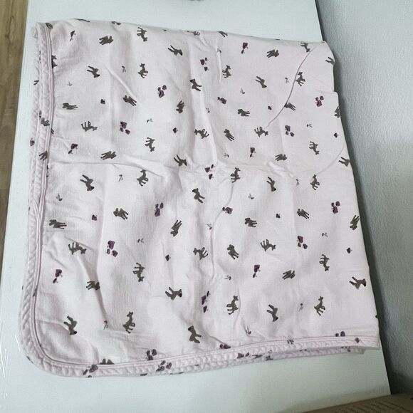 Old Navy Pink Fawn Deer Mushrooms Flannel Baby Receiving Blanket Lovey Lovie - Picture 9 of 13